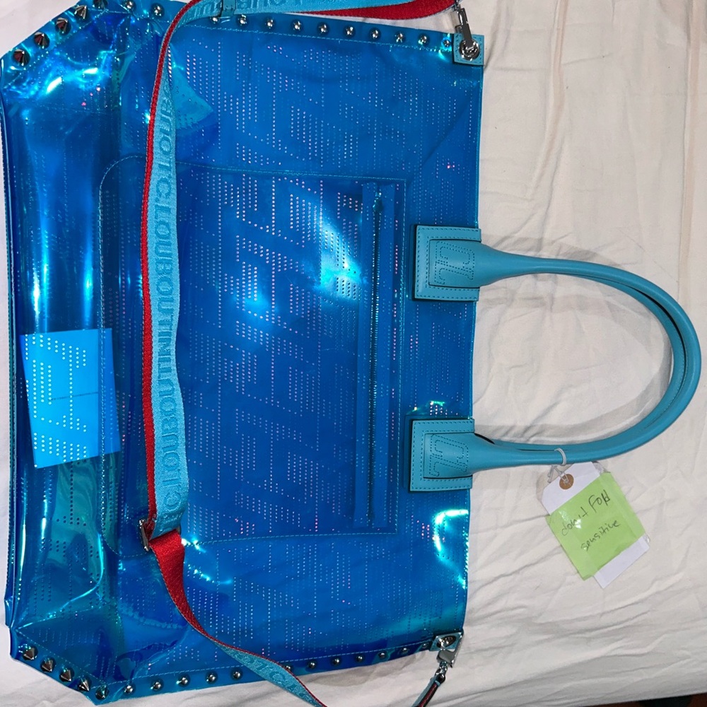Blue Christian Louboutin Transparent Tote Bag